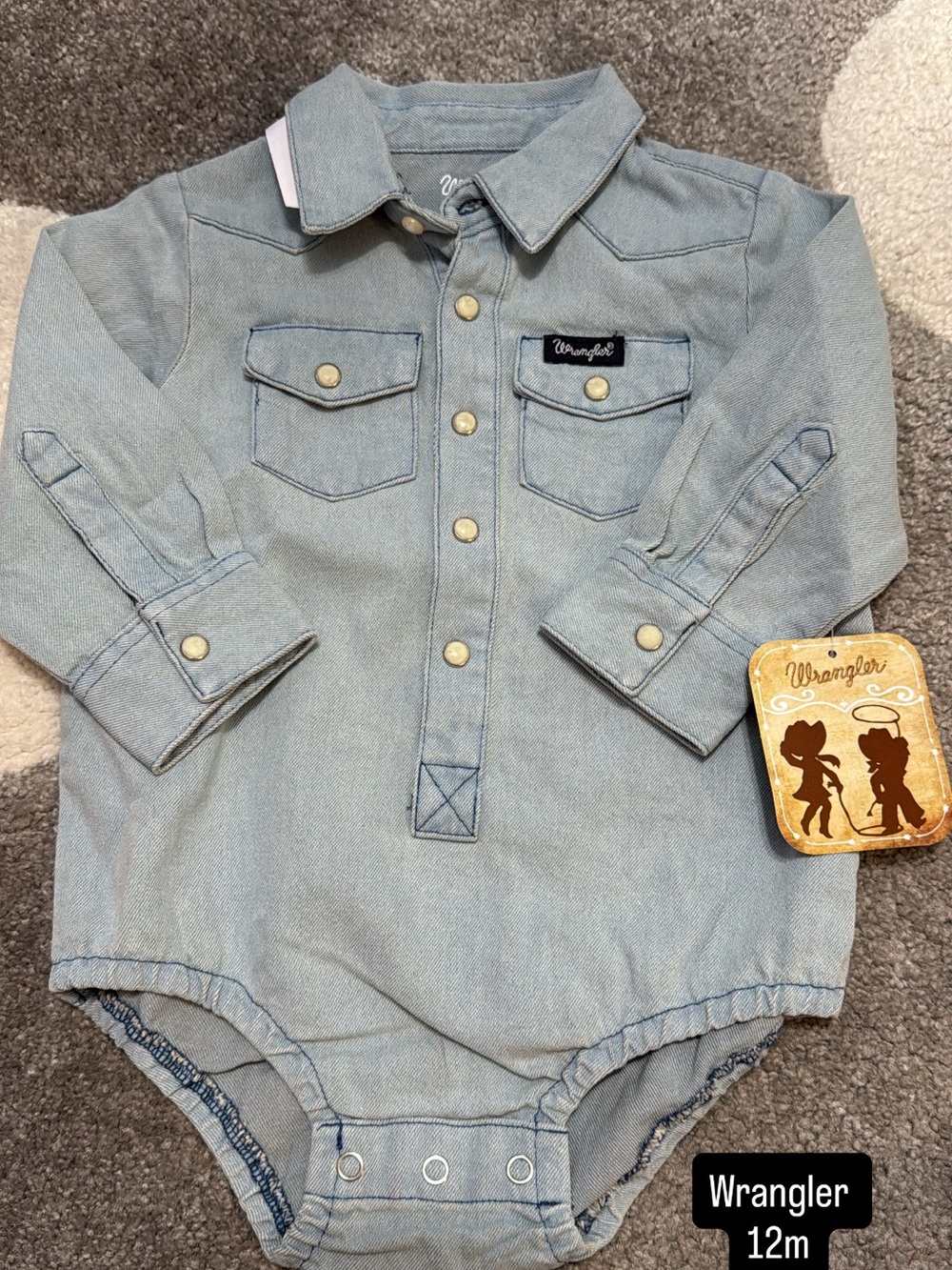 Wrangler Light Blue Denim Baby Romper